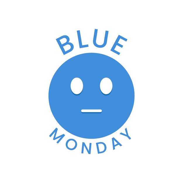 Lunes azul con diseño de vector de emoji de cara de círculo