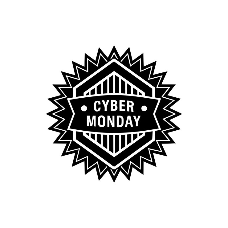 Vector lunes de ciber arte vectorial plantilla de diseño de silueta del logotipo en blanco y negro