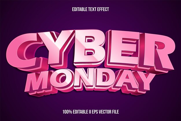 El lunes cibernético con efecto de texto editable estilo de gradiente de relieve 3D