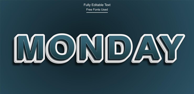 Vector lunes texto 3d texto totalmente editable
