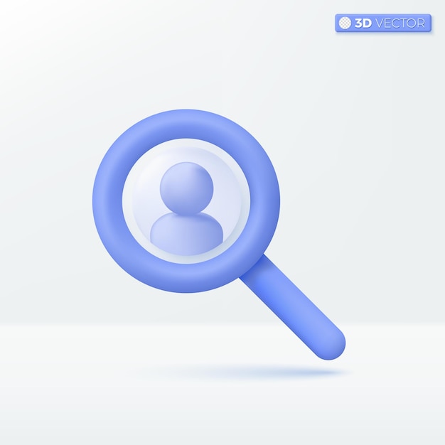 Lupa Buscar descubrimiento encontrar detalles investigación análisis concepto 3D vector aislado diseño de ilustración Pastel de dibujos animados Estilo mínimo Puede usarse para aplicación móvil ux ui anuncio impreso