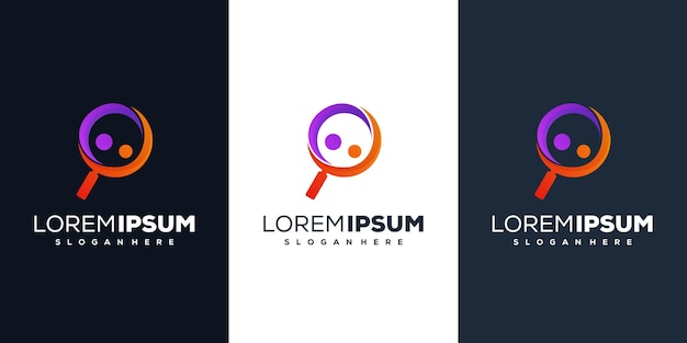 Lupa con diseño de logotipo de personas