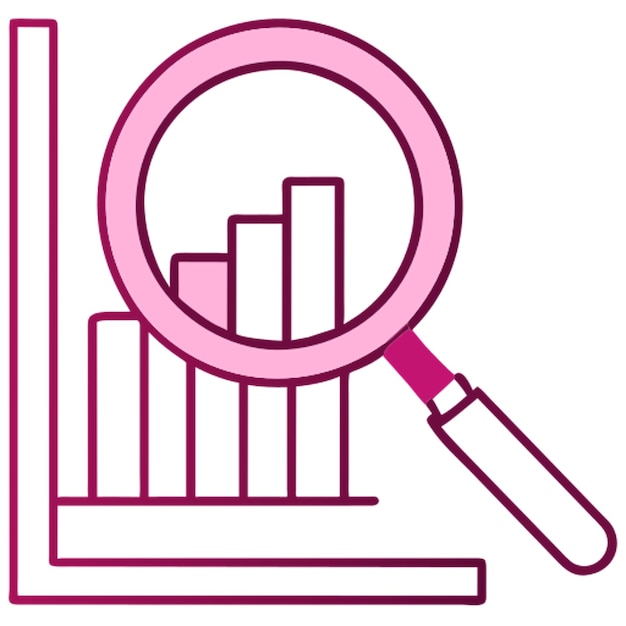 una lupa examinando un gráfico de detalles geométricos simétricos icono