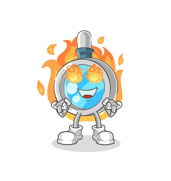 Lupa, en, fuego, mascota, caricatura, vector