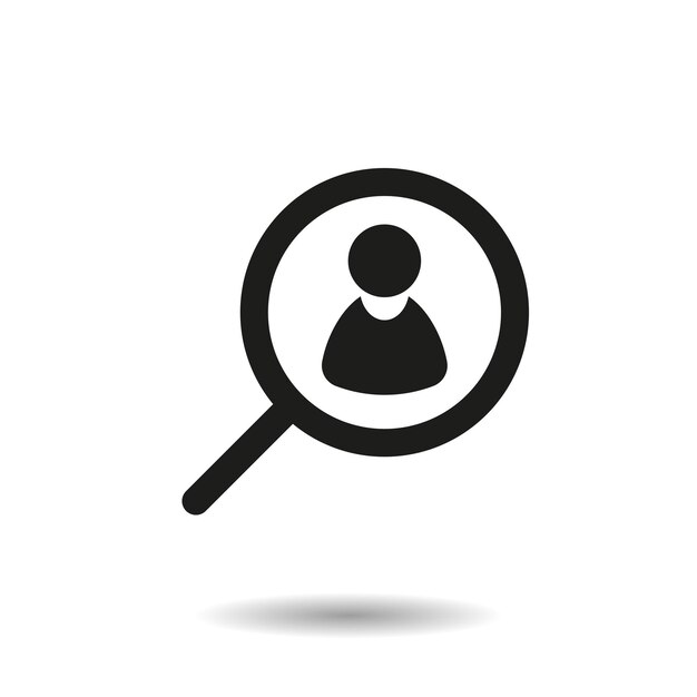 lupa con hombre ilustración vectorial de icono lupa en fondo aislado concepto de signo de búsqueda