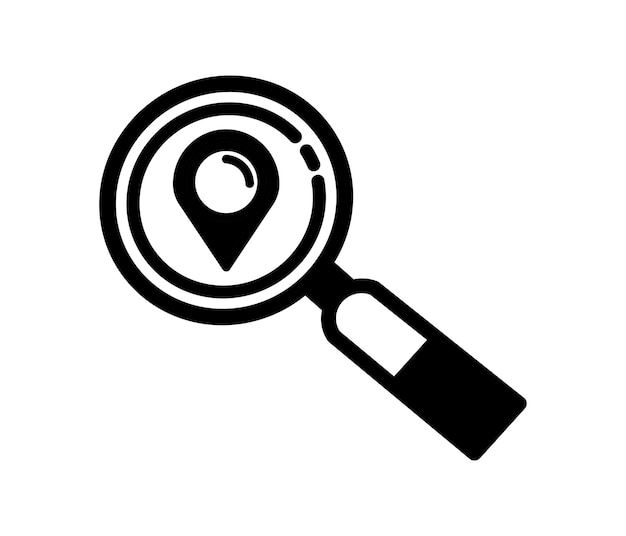 lupa y símbolo de búsqueda de ubicación diseño plano símbolo de ilustración vectorial