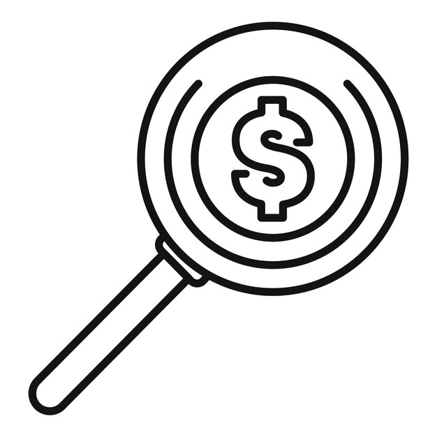 Lúpula en busca del símbolo de la moneda del dólar que representa la investigación financiera