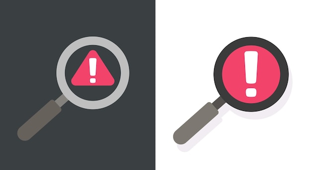 Lúpula de identificación alerta de estafa icono de precaución vector conjunto de datos planos atención advertencia exclamación