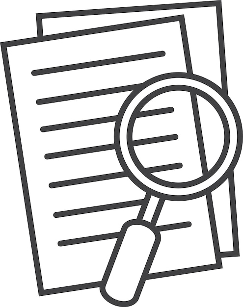 Lúpula que se desplaza sobre los documentos que simbolizan la investigación de auditoría, el análisis de investigación, la debida diligencia y el examen de documentos