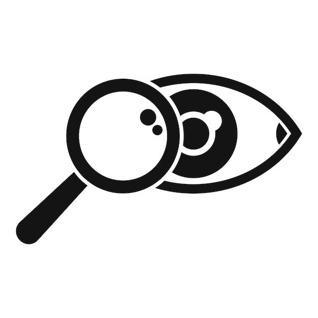 Lúpula que examina el ojo humano icono que representa la oftalmología