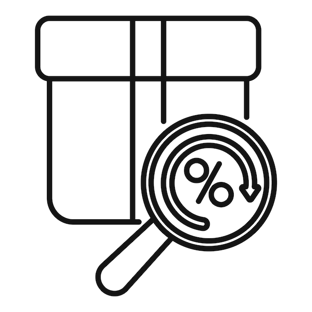 Lúpula que muestra el signo del porcentaje sobre el icono de la caja de regalos