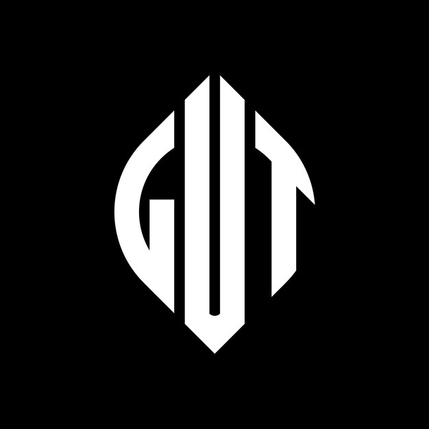 LUT diseño de logotipo de letras circulares con forma de círculo y elipse LUT letras elípticas con estilo tipográfico Las tres iniciales forman un logotipo de círculo LUT emblema de círculo Monograma abstracto letra marca vector