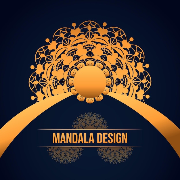 Vector luxe y mandala ornamental real de fondo en color dorado