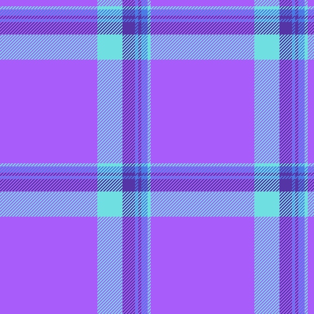 Luxuriosa textura de patrón sin costuras profesional de tartan a cuadros de fondo vectorial de tela textil de tiras en colores violeta y azul azulado