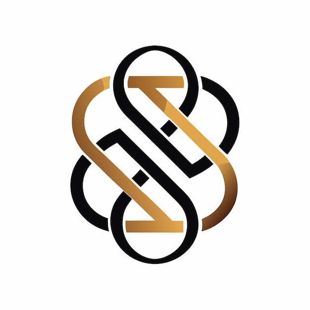 Luxurioso logotipo de monograma oro y serif negro para la marca de joyas de alta gama