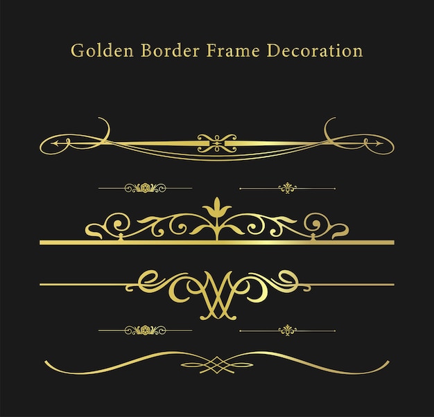 Luxurious Gold Border y Frame Decoration Elements Vector Set (Conjunto vectorial de elementos de decoración de marcos y marcos de oro de lujo)