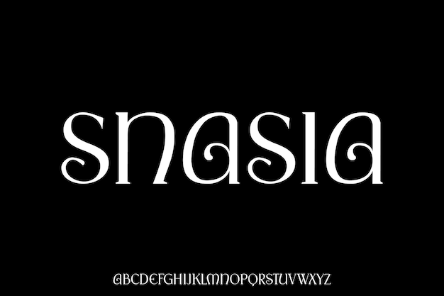 Luxurious Snasia Creative Vector Serif Display Alfabeto Diseño de fuentes Ilustración vectorial