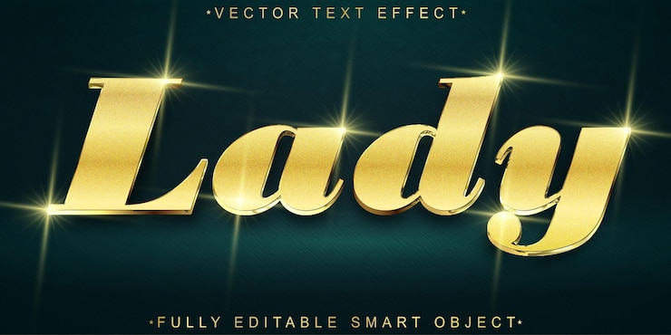 Vector luxury elegant mirror lady vector objeto inteligente totalmente editable efecto de texto