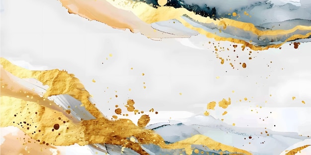 Luxury gold abstract watercolor art background vector Marble digital arts design with golden glitter and watercolor brush texture Vector illustration for prints wall art invitación y papel tapiz