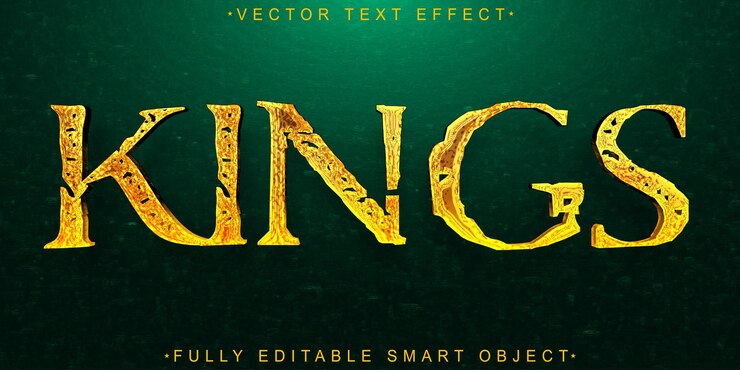 Vector luxury golden royal king vector objeto inteligente totalmente editable efecto de texto