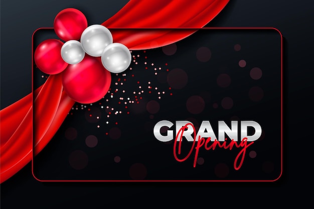 Vector luxury gran ceremonia de apertura invitación cartel diseño plantilla con plata roja 3d globo realista
