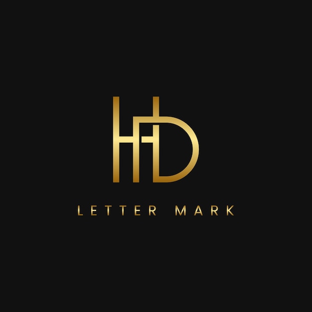 Luxury H and D Monogram Logo Design Golden Gradient Lettermark Premium Branding Icon