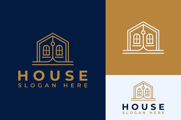 Luxury High Class House Home Window Residential Real Estate Logo Design Branding Template (Templata de diseño de marca de logotipo de bienes raíces residenciales de lujo para casas de alta clase).