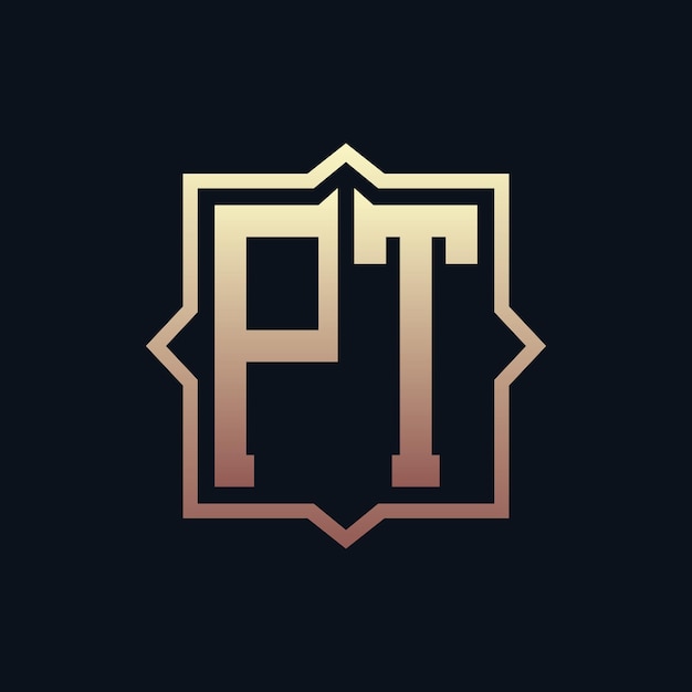 Luxury Initial PT Monogram Logo Design Elegant Emblem Letter PT Logo Design para negocios y identidad corporativa