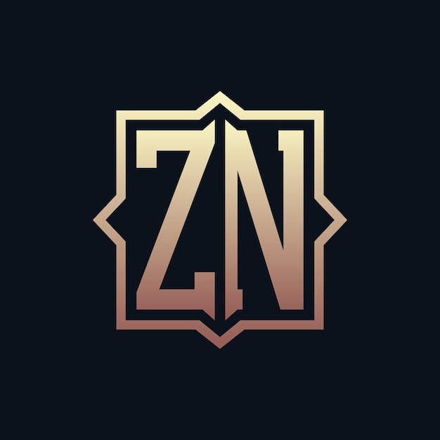 Luxury Initial ZN Monogram Logo Design Elegant Emblem Letter ZN Logo Design para negocios y identidad corporativa