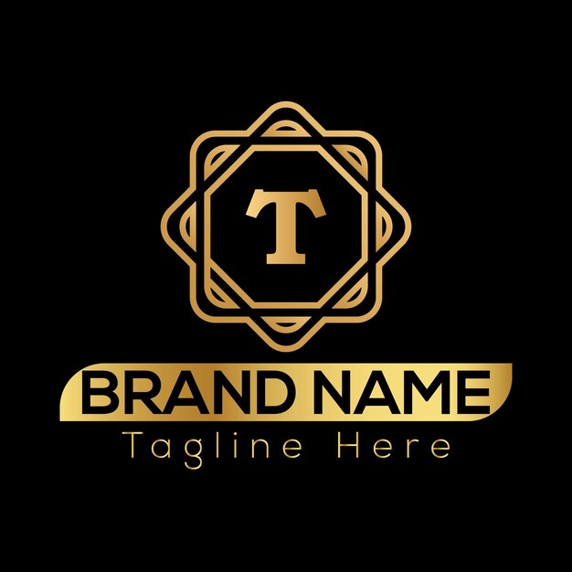 Luxury Letter T Gold Queen Design Logo Elegant Gold logo Concepto de diseño para un restaurante boutique