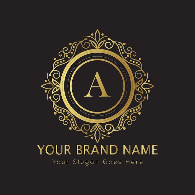 Luxury Ornate Letter Un logotipo con un marco floral
