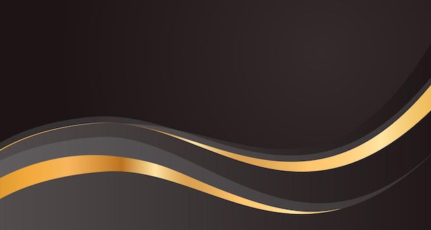 Luxury premium deluxe fondo real con onda que fluye color negro y dorado para la plantilla de banner