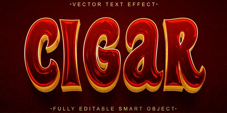 Vector luxury rich man cigar vector objeto inteligente totalmente editable efecto de texto