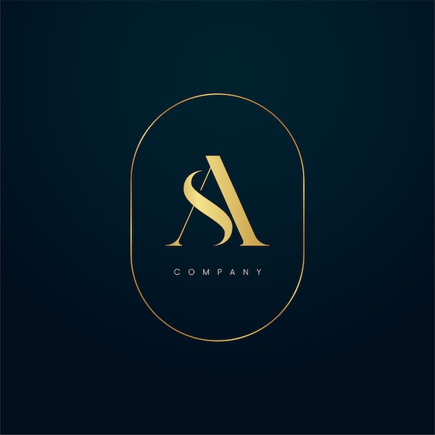Luxury Vector Monogram Gold Logotipo de la marca Concepto para las letras AS