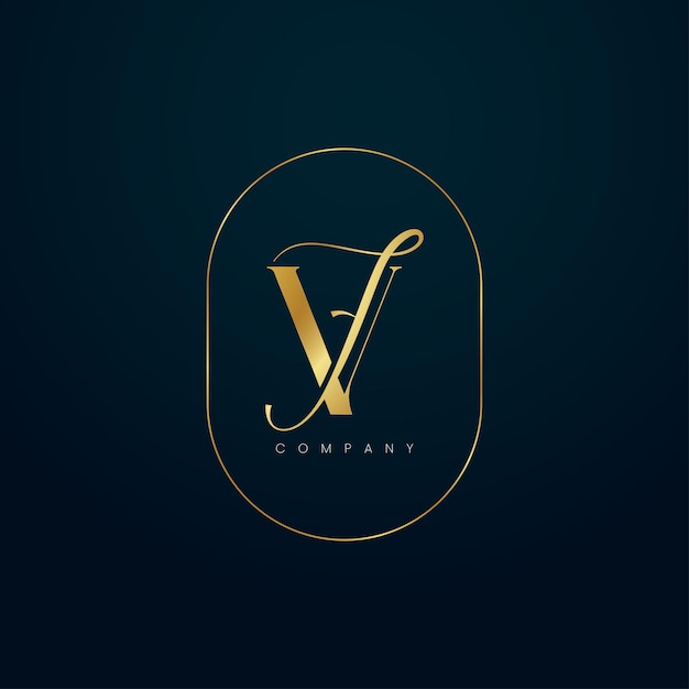 Luxury Vector Monogram Gold Logotipo de la marca Concepto para las letras VF