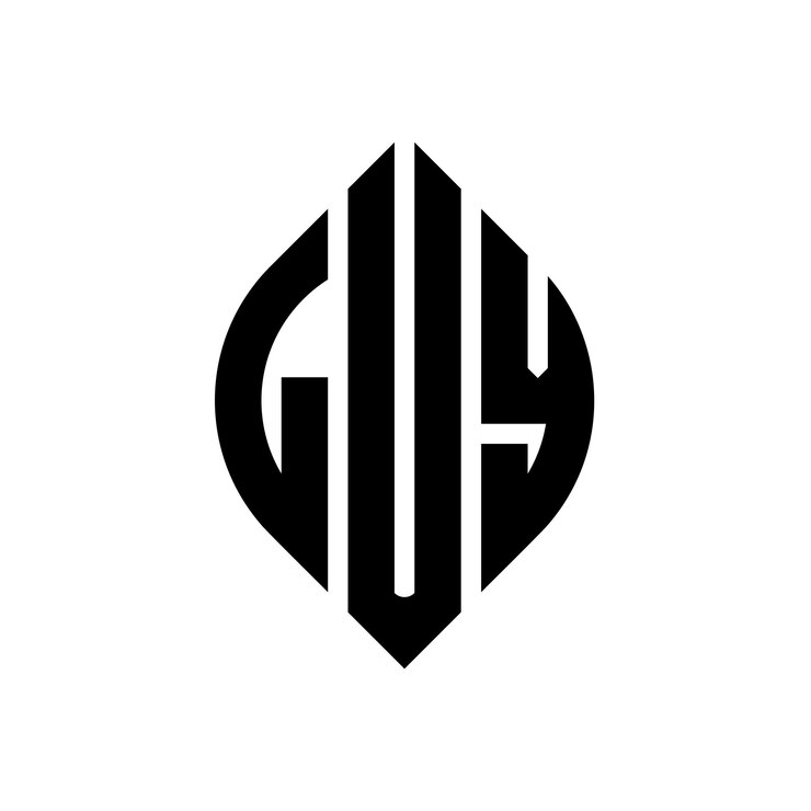 Vector luy diseño de logotipo de letra de círculo con forma de círculo y elipse luy letras de elipse con estilo tipográfico las tres iniciales forman un logotipo de círculo luy emblema de círculo abstracto monograma carta marca vector