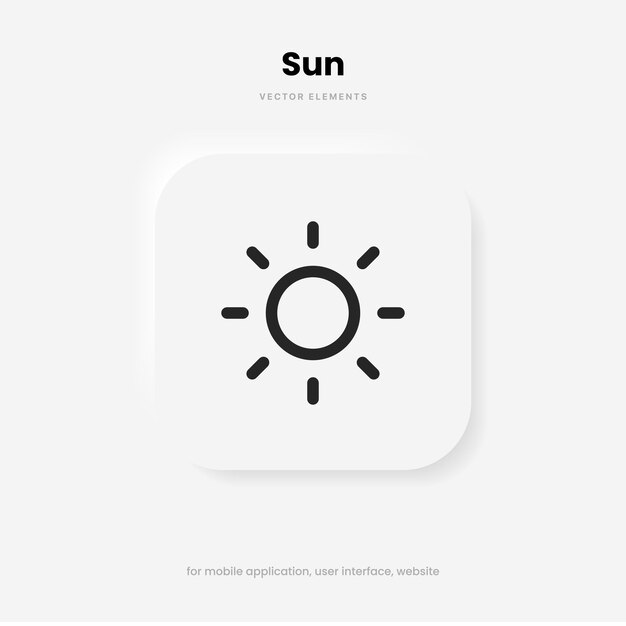 Luz 3d, ajuste de intensidad, contraste, brillo, signo de símbolo de icono de sol en fondo blanco aislado