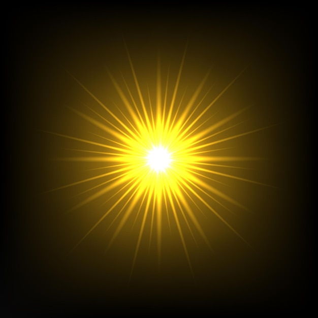 luz amarilla con fondo negro y destello de luz