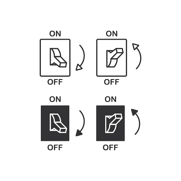 Luz apagada y encendida icono de línea de interruptor eléctrico Pulsador eléctrico diseño vectorial