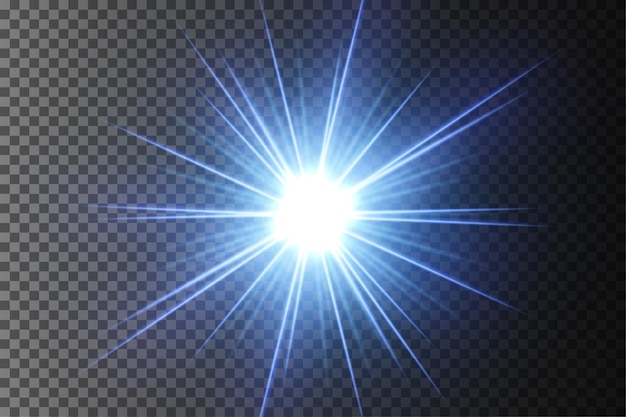 Luz azul que brilla sobre fondo transparente Ilustración vectorial