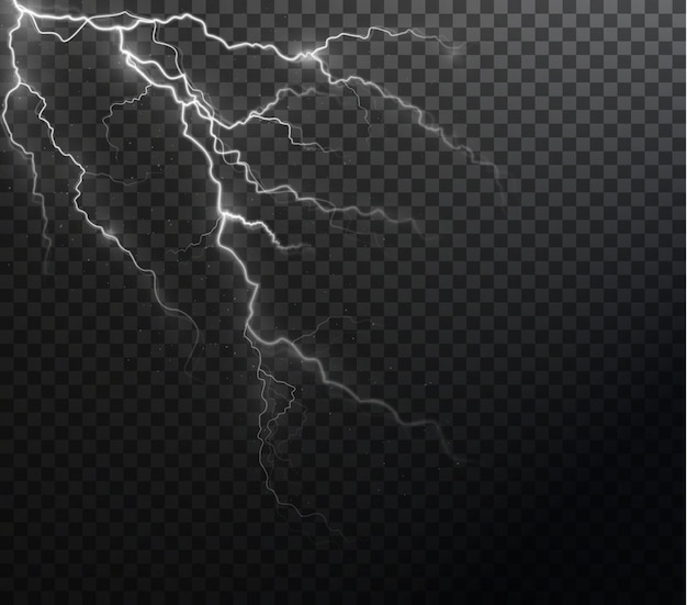 Luz blanca aislada vector relámpago png. Líneas abstractas de luz mágica. Efectos de rayos realistas.