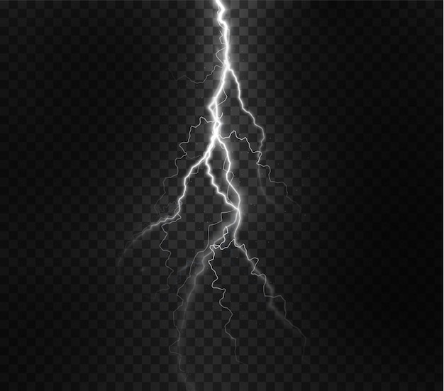Luz blanca aislada vector relámpago png. Líneas abstractas de luz mágica. Iluminación natural realista.