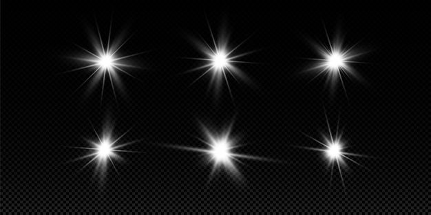 La luz blanca brillante explota. con rayo. Sol brillante transparente, destello brillante. El centro de un destello brillante.
