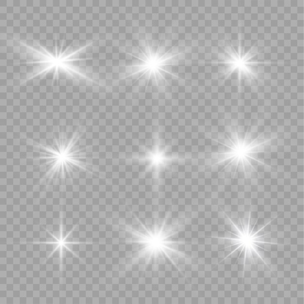 La luz blanca brillante explota sobre fondo transparente
