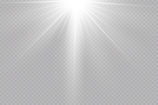 La luz blanca brillante explota sobre un fondo transparente