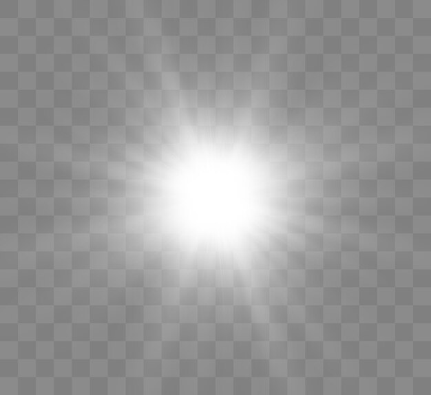La luz blanca brillante explota sobre un fondo transparente