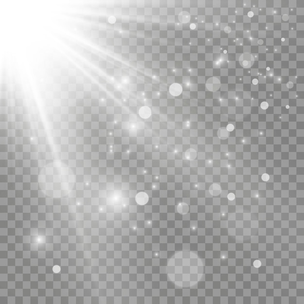 Luz blanca brillante. Hermosa estrella Luz de los rayos. Sol con destello de lente. Hermosa estrella brillante. Luz de sol.