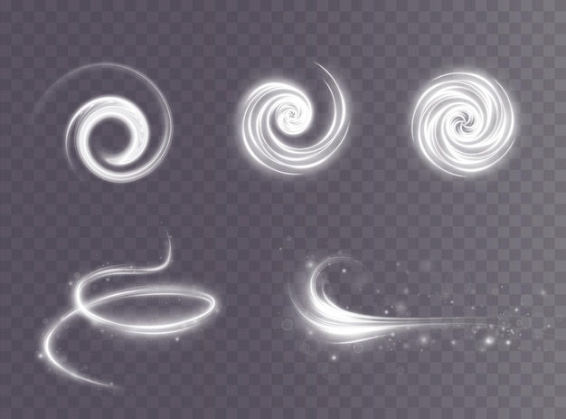 Luz blanca Twirl Curve efecto de luz de línea blanca Círculo blanco luminoso PNG Pedistal blanco claro