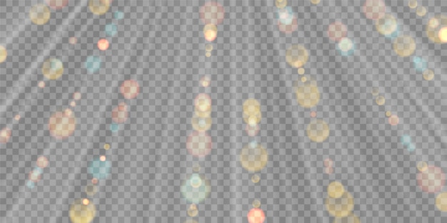 Luz bokeh abstracta sobre fondo transparente