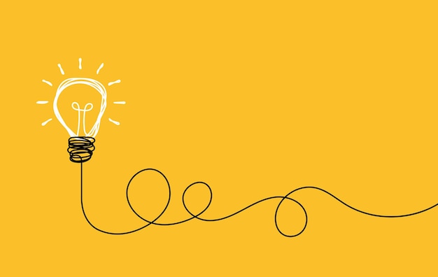 Luz de bombilla en fondo amarillo Concepto de grandes ideas inspiración innovación